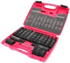 НАБОР БИТ 3/4" SPLINE Е18-24, TORX Т60-100, HEX Н17-24 УДАРНЫХ С ДЕРЖАТ. 3/4", 1" 107ММ 16 ПР